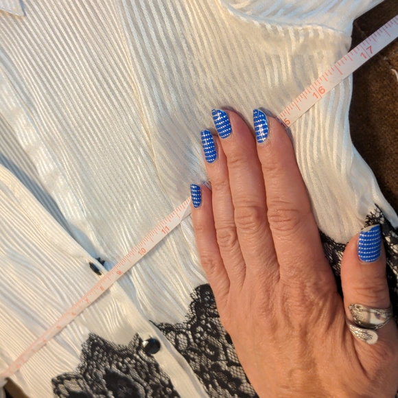 WHBM hi-low sheer long sleeve sheer stripes blouse XS black white - Picture 11 of 15